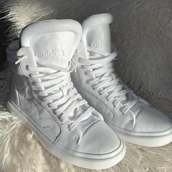 adidas Shoes - ADIDAS | Big Tongue All White Leather High Top